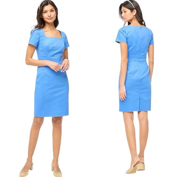 J.Crew Factory Tailored Sheath Dress in Seacoast Blue BY040 size 00 - Picture 1 of 6